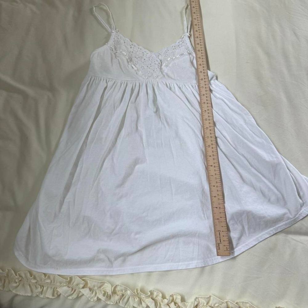 white eyelet mini dress Y2K white slip dress Victoria's Secret size small - Picture 3 of 8